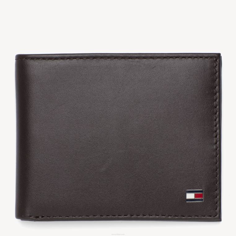 ארנק דו-קפל קטן מובלט של eton NX20606 חום Tommy Hilfiger