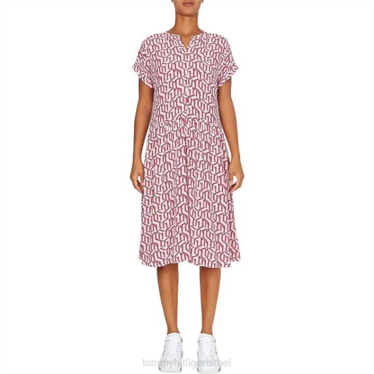 שמלת מונוגרמה f&f NX2019902 ורוד בהיר 0jw Tommy Hilfiger