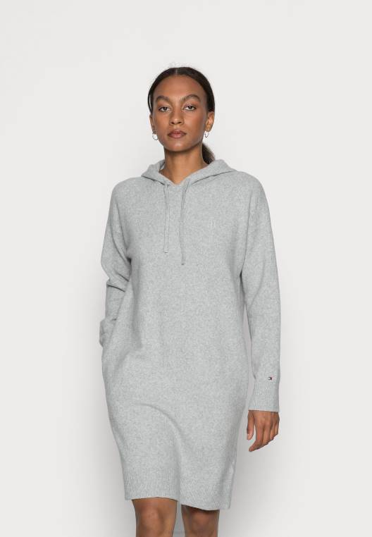 שמלת מגשר ברך עם קפוצ'ון flex NX207525 אברש אפור בהיר Tommy Hilfiger