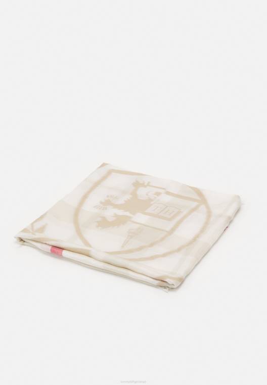 צעיף שוליים סמלים NX206118 תערובת בז' Tommy Hilfiger