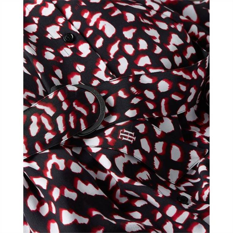 שמלת מידי של טומי fthr NX2020090 הדפס fthr גדול Tommy Hilfiger