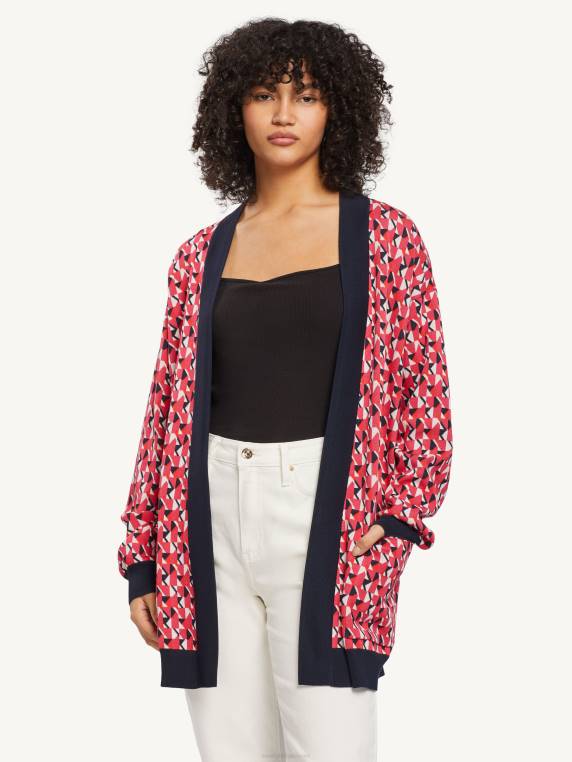 קרדיגן ירך פתוח geo NX202219 אי קטן גיאוגרפי ורוד Tommy Hilfiger