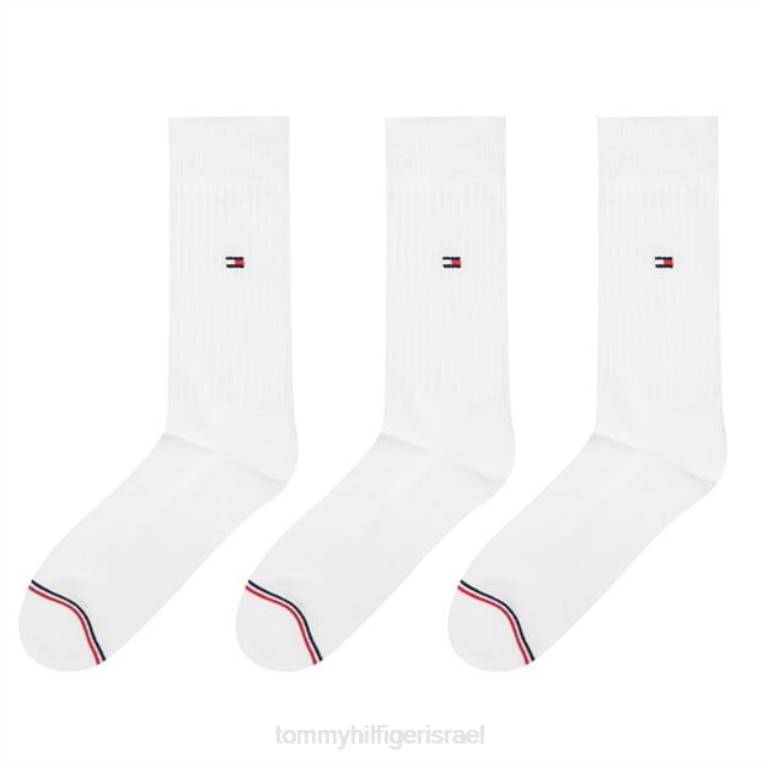 hilfiger bodywear ספורט 3 חבילות גרביים לגברים NX2019818 לבן Tommy Hilfiger