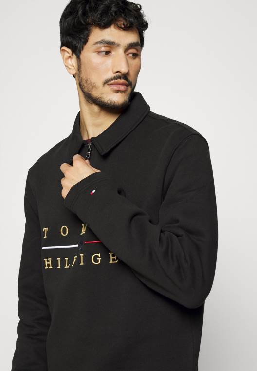 סווטשירט עם צווארון מדומה של icon crest NX205083 שָׁחוֹר Tommy Hilfiger