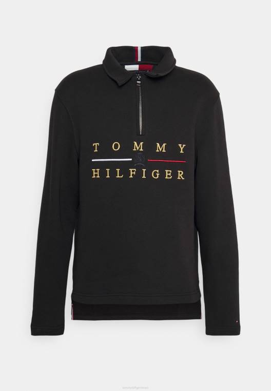 סווטשירט עם צווארון מדומה של icon crest NX205083 שָׁחוֹר Tommy Hilfiger
