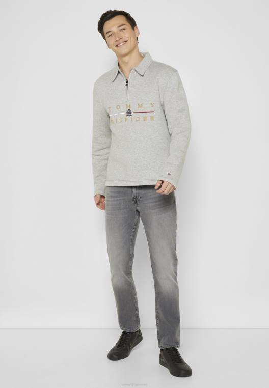 סווטשירט עם צווארון מדומה של icon crest NX208140 אברש אפור בהיר Tommy Hilfiger