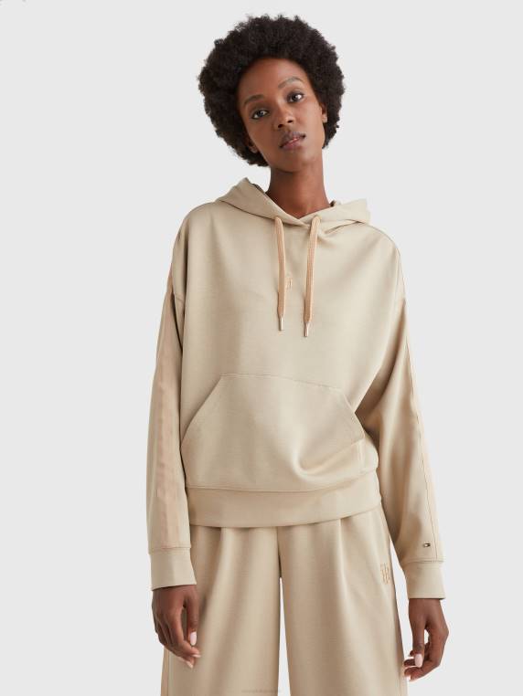 קפוצ'ון נינוח עם מונוגרמה interlock NX202627 בז' Tommy Hilfiger