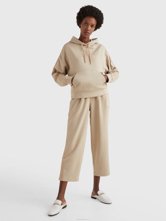 קפוצ'ון נינוח עם מונוגרמה interlock NX202627 בז' Tommy Hilfiger