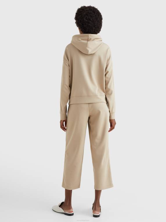 קפוצ'ון נינוח עם מונוגרמה interlock NX202627 בז' Tommy Hilfiger