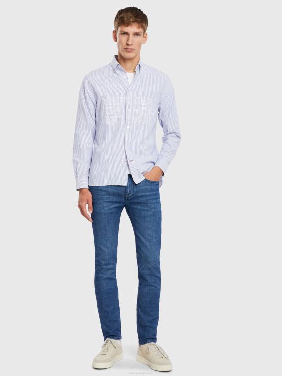 חולצת יצירות אמנות של ithaca NX201214 קופנגן כחול/לבן Tommy Hilfiger