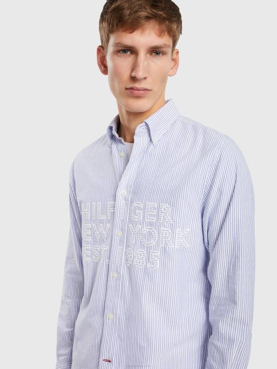 חולצת יצירות אמנות של ithaca NX201214 קופנגן כחול/לבן Tommy Hilfiger