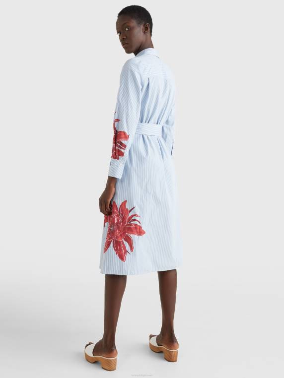 שמלת חולצה עם הדפס פרחוני פס ithaca NX202079 אי פרח/פס איטהקה Tommy Hilfiger