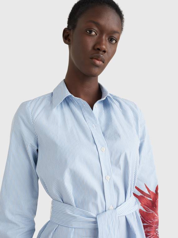 שמלת חולצה עם הדפס פרחוני פס ithaca NX202079 אי פרח/פס איטהקה Tommy Hilfiger