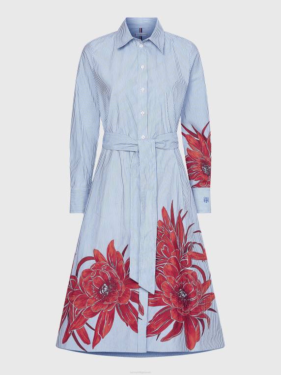 שמלת חולצה עם הדפס פרחוני פס ithaca NX202079 אי פרח/פס איטהקה Tommy Hilfiger