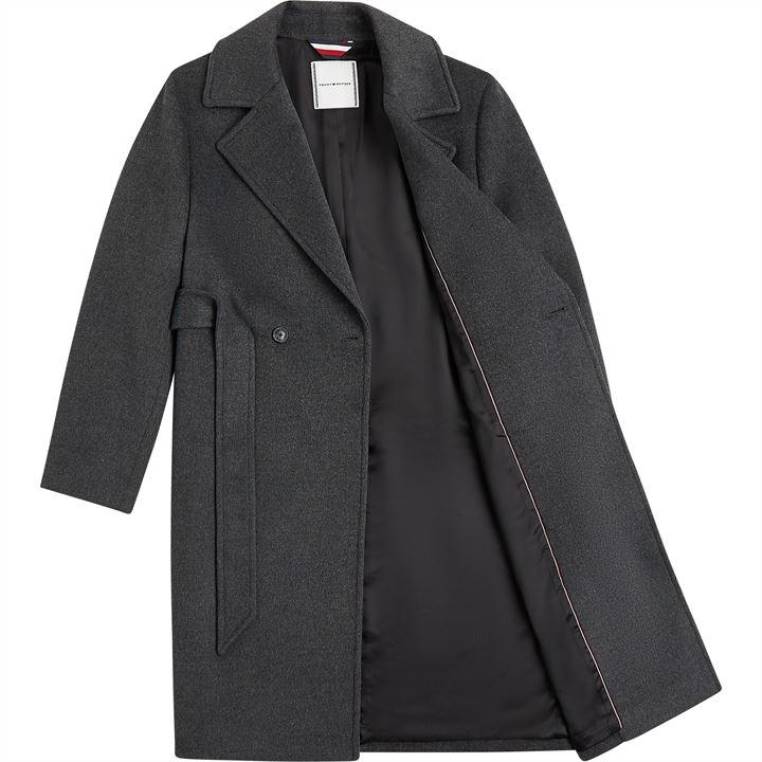 חגורת צמר טומי jkt NX2019720 hthr אפור כהה Tommy Hilfiger