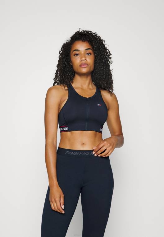 חזיית ספורט עם תמיכה בינונית עם רוכסן ב-mid int NX207097 קלטת ממותגת של שמיים מדבריים Tommy Hilfiger