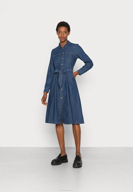 שמלת מתרחבים בכושר midi שמלת ג'ינס NX204360 ג'ינס כחול כהה Tommy Hilfiger