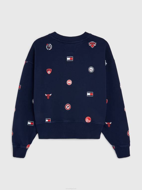 סווטשירט אוברסייז עם לוגו ג'ינס & nba NX202187 דמדומים נייבי/שיק Tommy Hilfiger