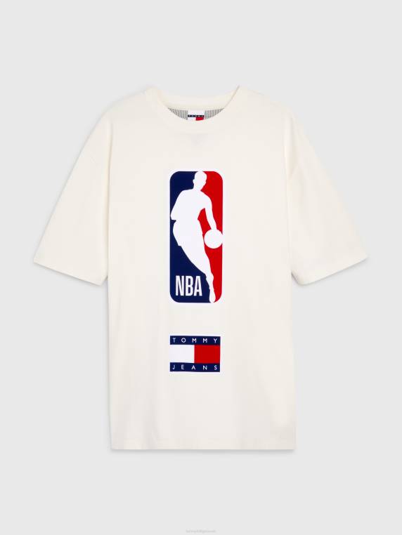 ג'ינס ו-nba חולצת טי רגועה עם לוגו NX202878 לבן/חדש עתיק Tommy Hilfiger