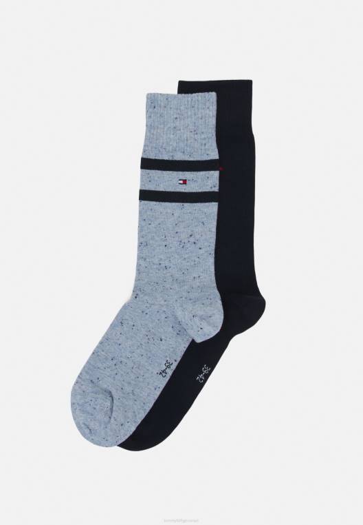 גרב עונתי לגברים neppie סטריפ גרביים 2 חבילות NX207164 כחול בהיר Tommy Hilfiger