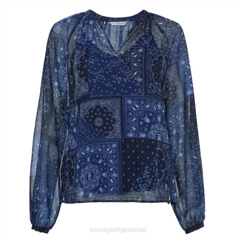 paisley v-nk חולצה brac slv NX2019921 טלאים 0gy Tommy Hilfiger