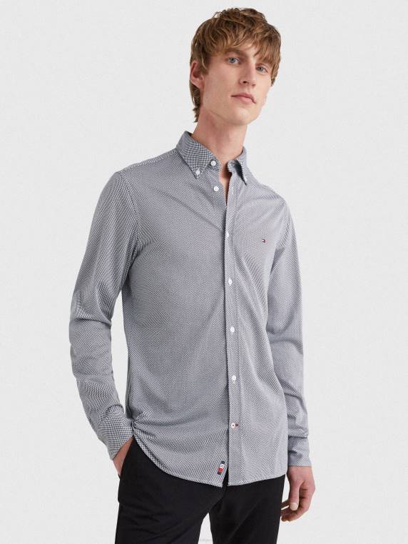 חולצה חיונית של polygiene slim fit משנת 1985 NX201228 אופטי לבן/שמי מדבר Tommy Hilfiger