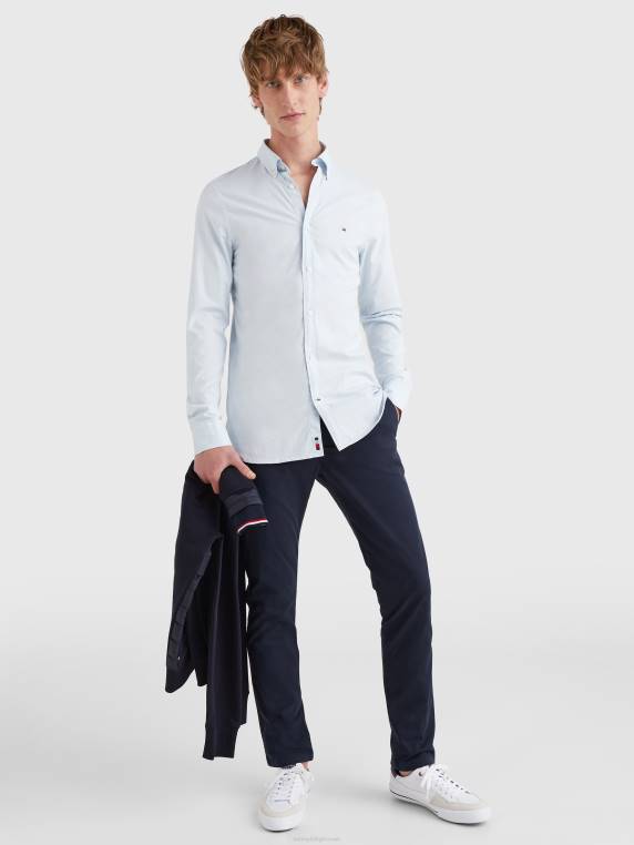 חולצה חיונית של polygiene slim fit משנת 1985 NX201246 כחול רגוע Tommy Hilfiger