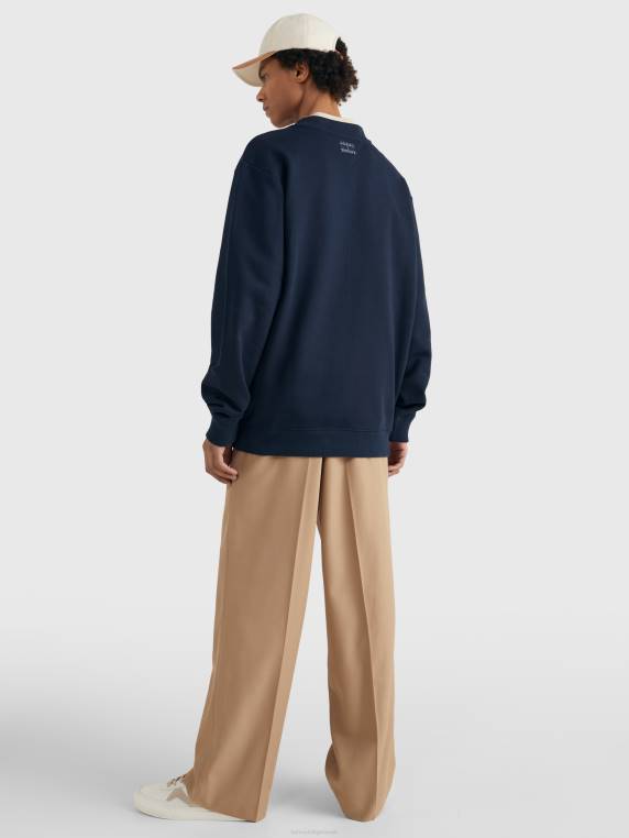 סווטשירט מכותנה אורגנית prep crest NX201378 שמיים מדבריים Tommy Hilfiger