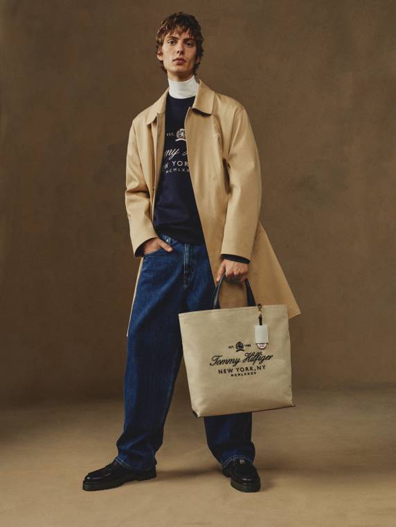 סווטשירט מכותנה אורגנית prep crest NX201378 שמיים מדבריים Tommy Hilfiger