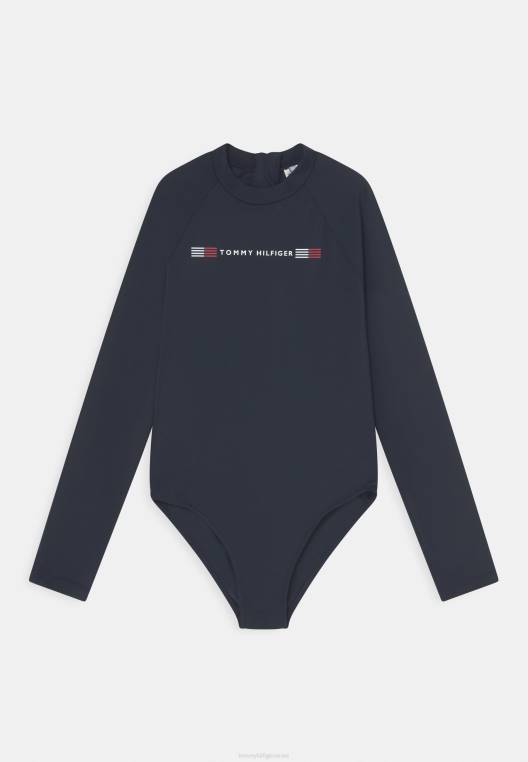 בגד ים rashguard מחלק אחד NX205636 שמיים מדבריים Tommy Hilfiger