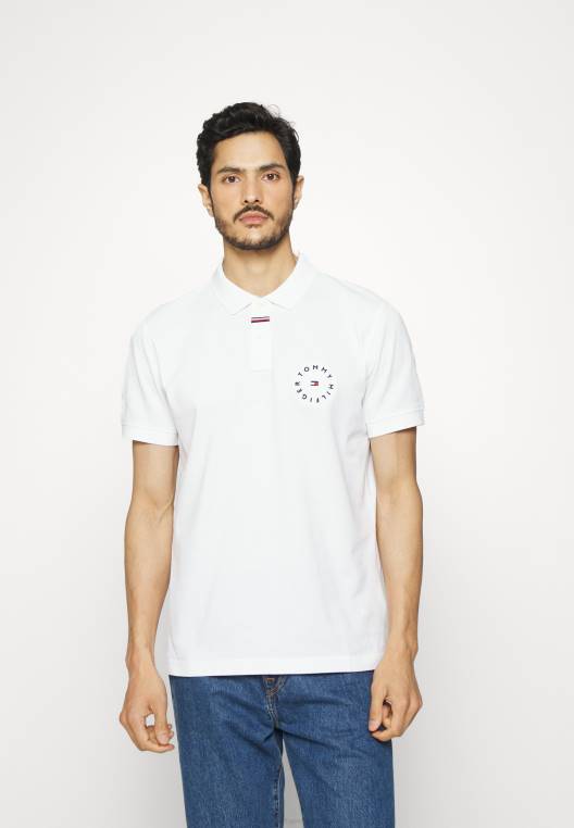 חולצת פולו רגילה עם לוגו roundall corp NX207645 לבן Tommy Hilfiger
