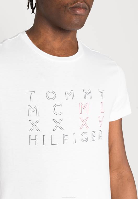 חולצת טריקו בהדפס טי טקסט של rwb corp NX205996 לבן Tommy Hilfiger