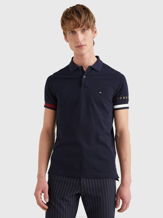 סמלים דגל פולו slim fit NX201110 שמיים מדבריים Tommy Hilfiger