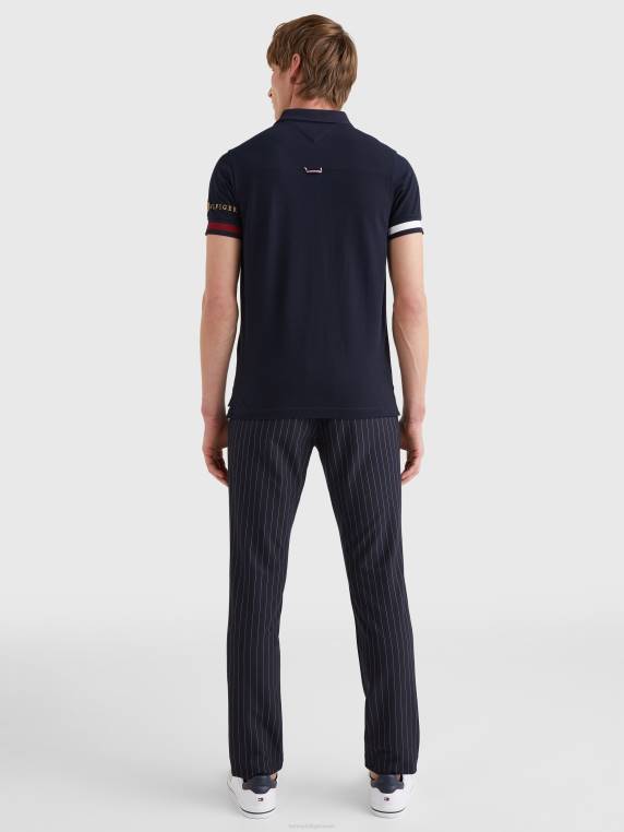 סמלים דגל פולו slim fit NX201110 שמיים מדבריים Tommy Hilfiger