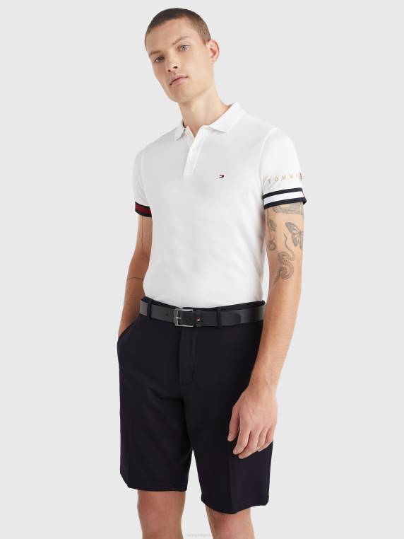 סמלים דגל פולו slim fit NX201118 לבן Tommy Hilfiger