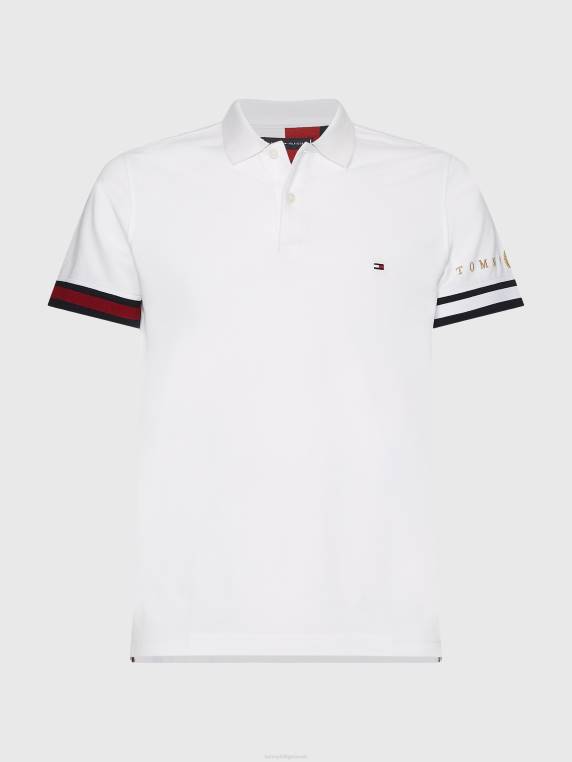 סמלים דגל פולו slim fit NX201118 לבן Tommy Hilfiger