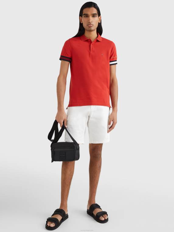 סמלים דגל פולו slim fit NX201149 אדום צינבר Tommy Hilfiger