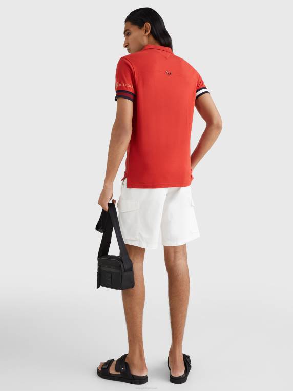 סמלים דגל פולו slim fit NX201149 אדום צינבר Tommy Hilfiger