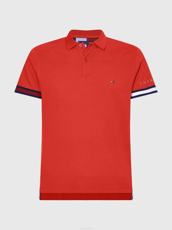 סמלים דגל פולו slim fit NX201149 אדום צינבר Tommy Hilfiger