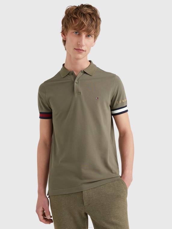 סמלים דגל פולו slim fit NX201172 צבא ירוק Tommy Hilfiger
