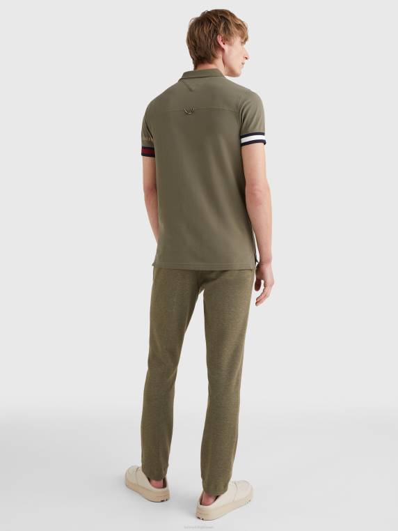 סמלים דגל פולו slim fit NX201172 צבא ירוק Tommy Hilfiger