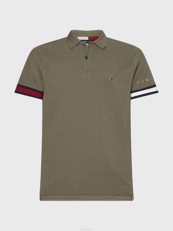 סמלים דגל פולו slim fit NX201172 צבא ירוק Tommy Hilfiger