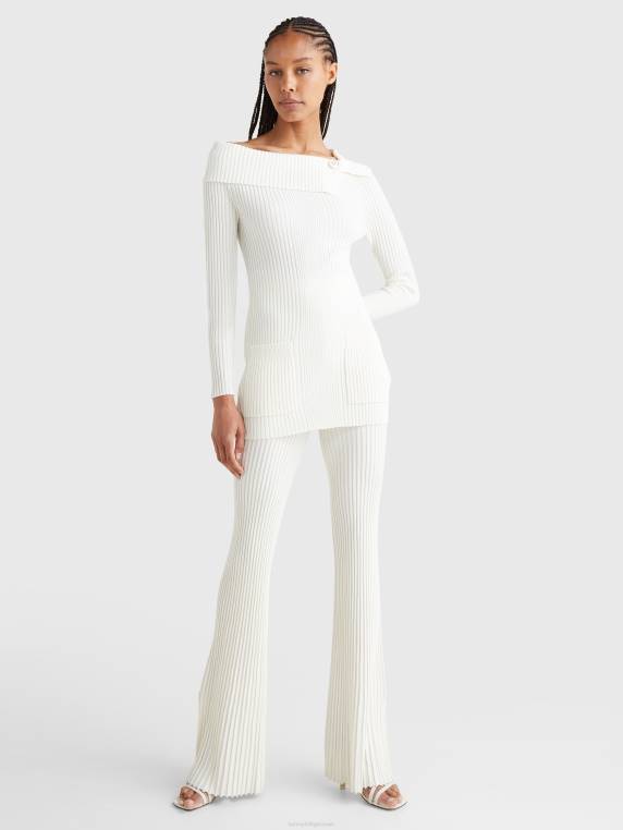 צווארון צעיף קרסט בכושר slim fit NX202229 לבן Tommy Hilfiger