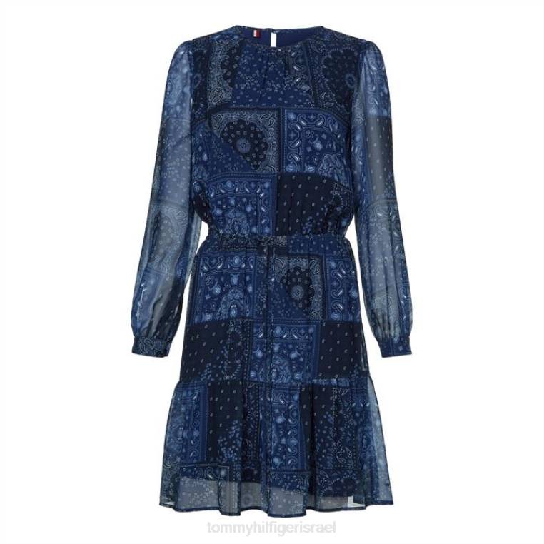 שמלת פייזלי מידי מתלקחת ss NX2019732 טלאים 0gy Tommy Hilfiger