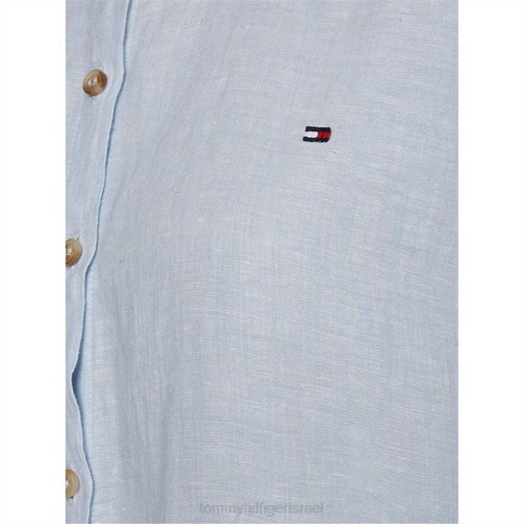 שמלת חולצת מידי פשתן ss NX2020188 כחול c10 Tommy Hilfiger