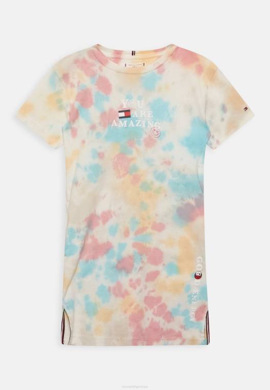 tie dye שמלת סריג טי שמלת ג'רסי NX208244 צבע עניבה אקרו Tommy Hilfiger