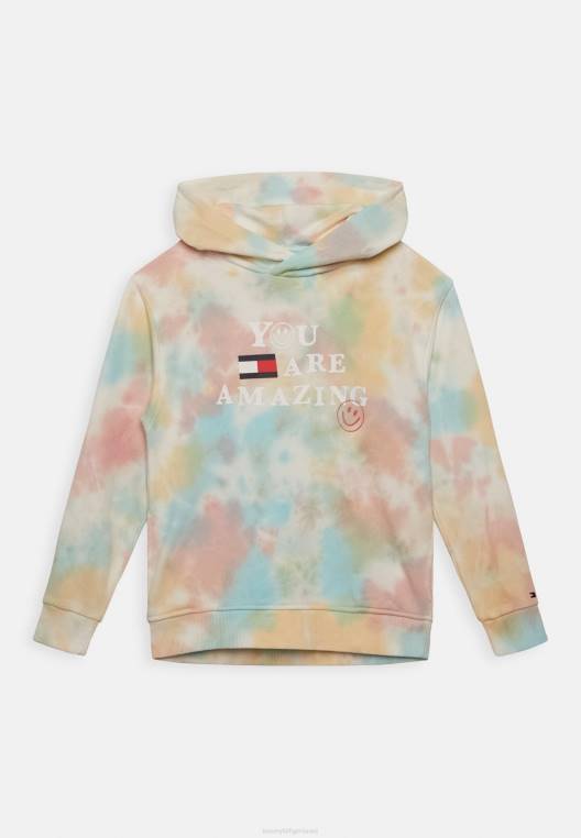 סווטשירט קפוצ'ון tie dye NX208339 צבע עניבה אקרו Tommy Hilfiger