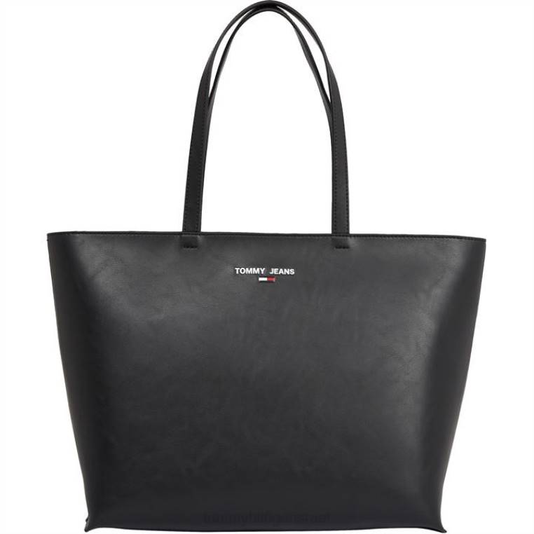 tjw חיוני pu tote NX2019500 מיטות שחורות Tommy Hilfiger