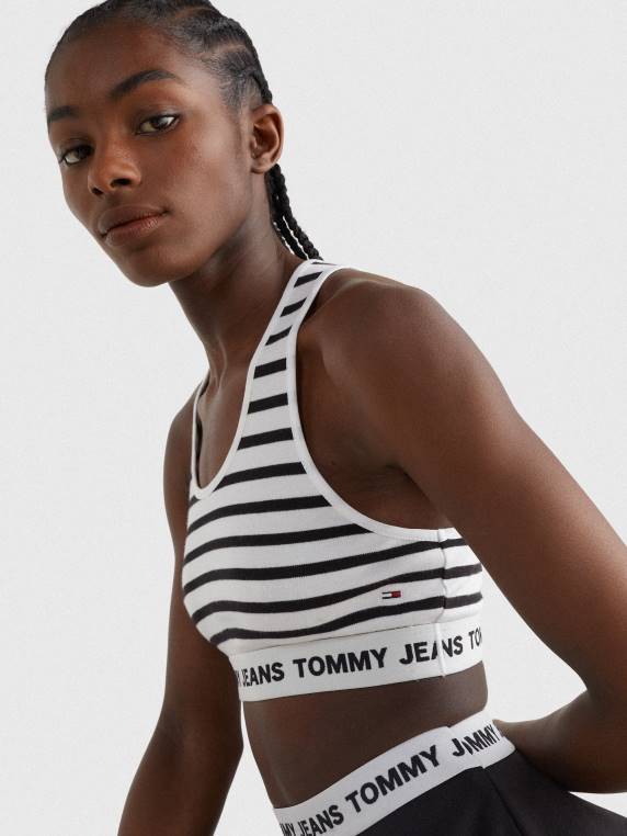 לוגו underband ברטון קצוץ גופייה NX202920 שחור/רב Tommy Hilfiger