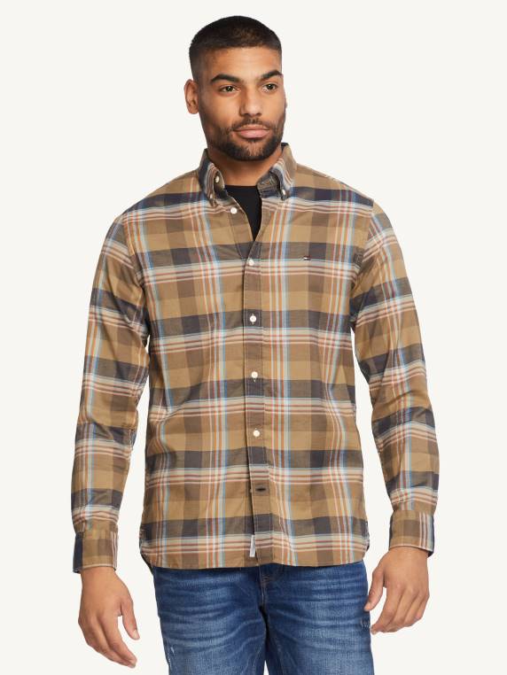 חולצת טרטן של wcc אוקספורד NX201200 ירוק צבא/שמי מדבר/רב Tommy Hilfiger